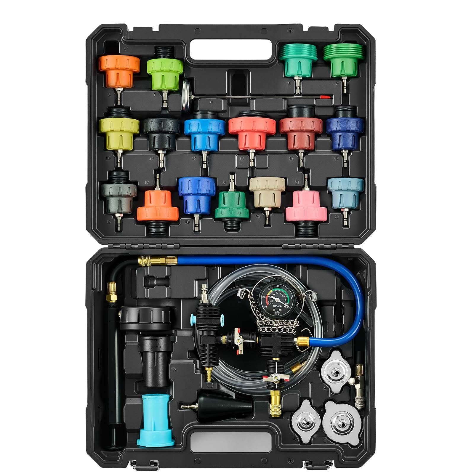 Coolant Pressure Tester Kit, 47Pcs Radiator Vacuum Refill Kit with 3 Metal Adapters, Universal Fit, V952-SRQYLCSHLQYTWMIWW001V0