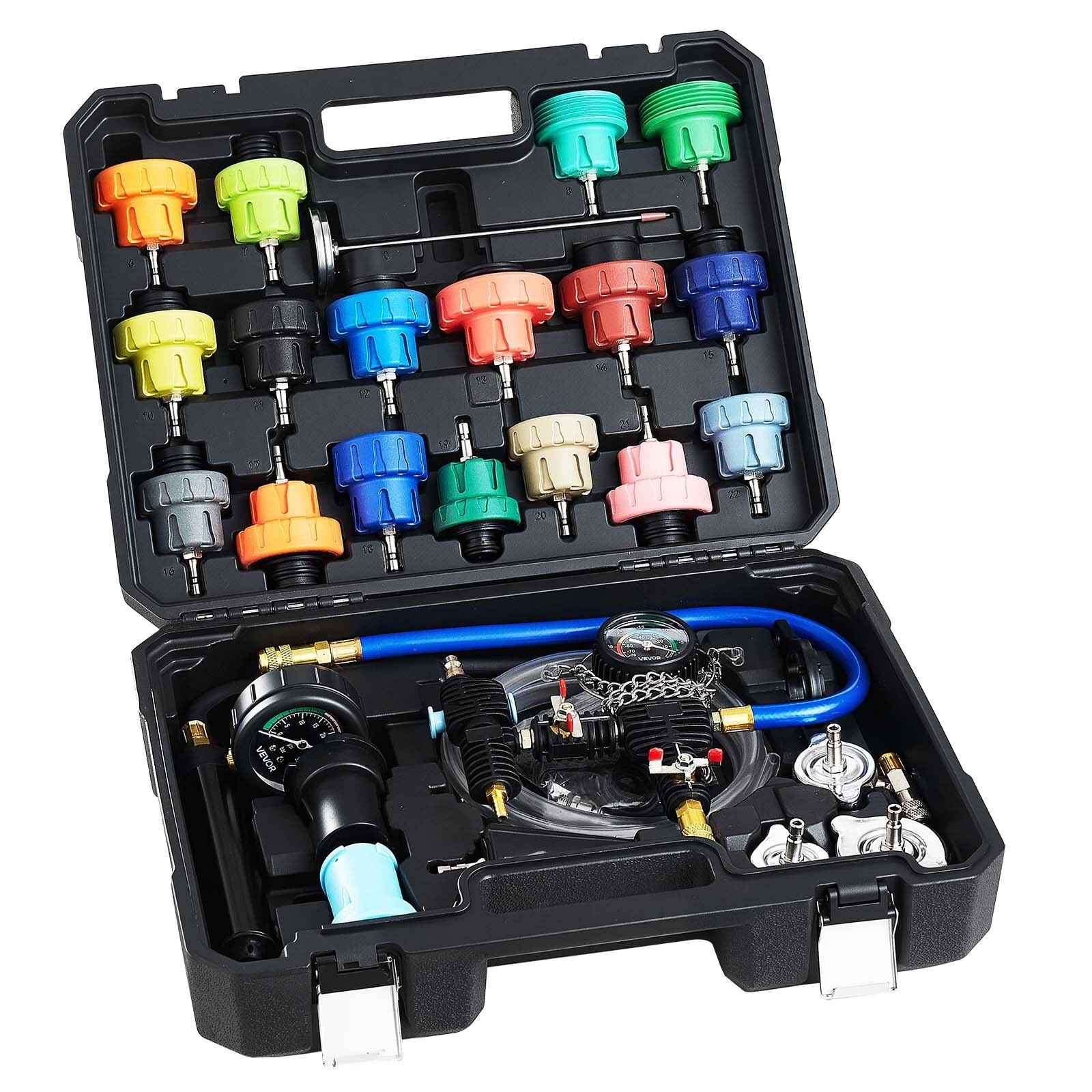 Coolant Pressure Tester Kit, 47Pcs Radiator Vacuum Refill Kit with 3 Metal Adapters, Universal Fit, V952-SRQYLCSHLQYTWMIWW001V0