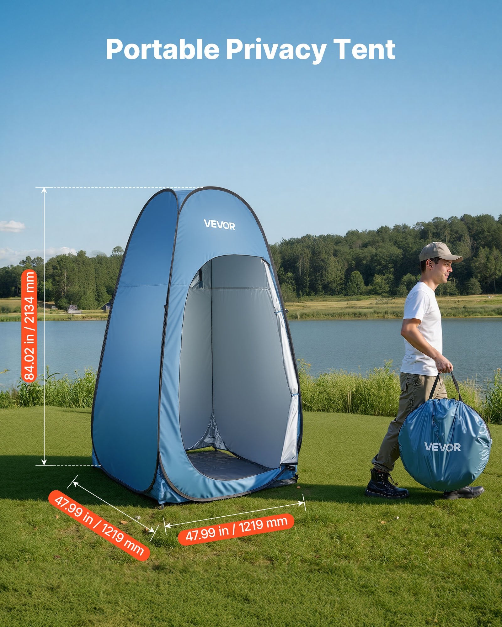 Pop up Shower Tent, Instant Portable Privacy Tent Changing Room with Hanging Bag, Ground Stakes, Ropes, Carry V952-SRZPDCSWPJL4Q16FQ001V0