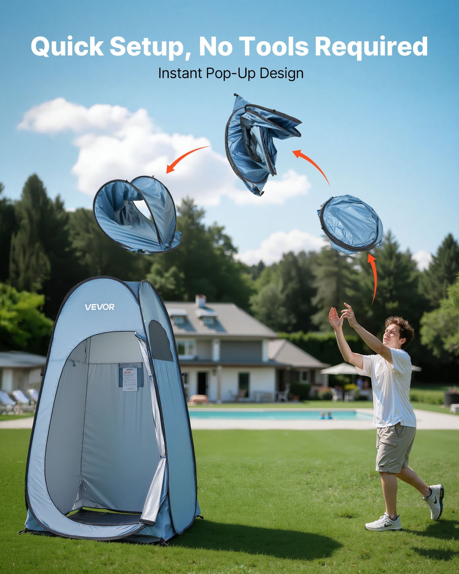 Pop up Shower Tent, Instant Portable Privacy Tent Changing Room with Hanging Bag, Ground Stakes, Ropes, Carry V952-SRZPDCSWPJL4Q16FQ001V0