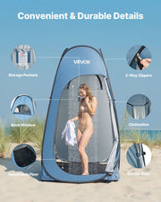 Pop up Shower Tent, Instant Portable Privacy Tent Changing Room with Hanging Bag, Ground Stakes, Ropes, Carry V952-SRZPDCSWPJL4Q16FQ001V0