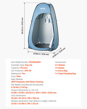 Pop up Shower Tent, Instant Portable Privacy Tent Changing Room with Hanging Bag, Ground Stakes, Ropes, Carry V952-SRZPDCSWPJL4Q16FQ001V0