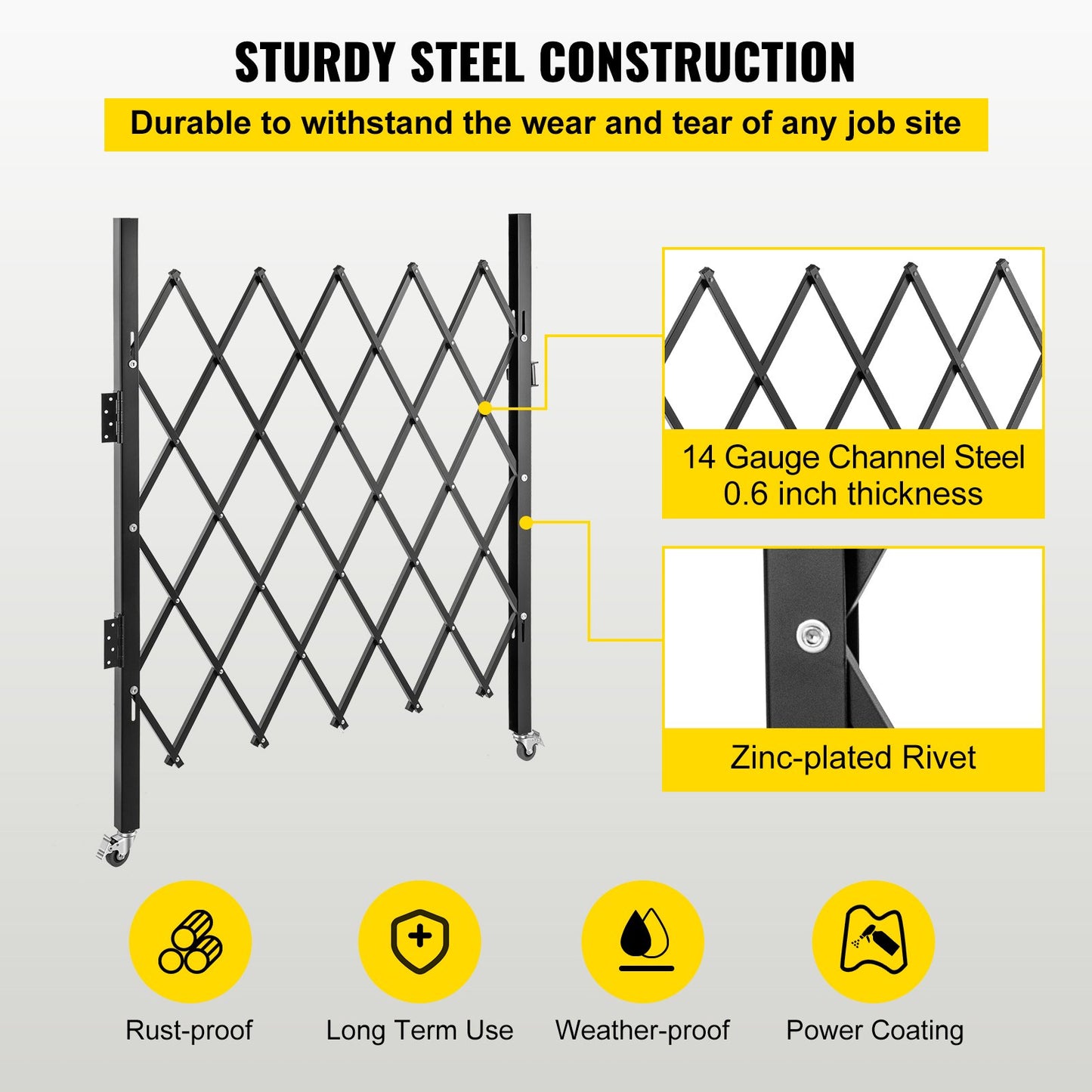 Single Folding Security Gate Folding Door Gate 37"W x 48"H Scissor Gate V952-SSFDMDM0.91X1.22MV0