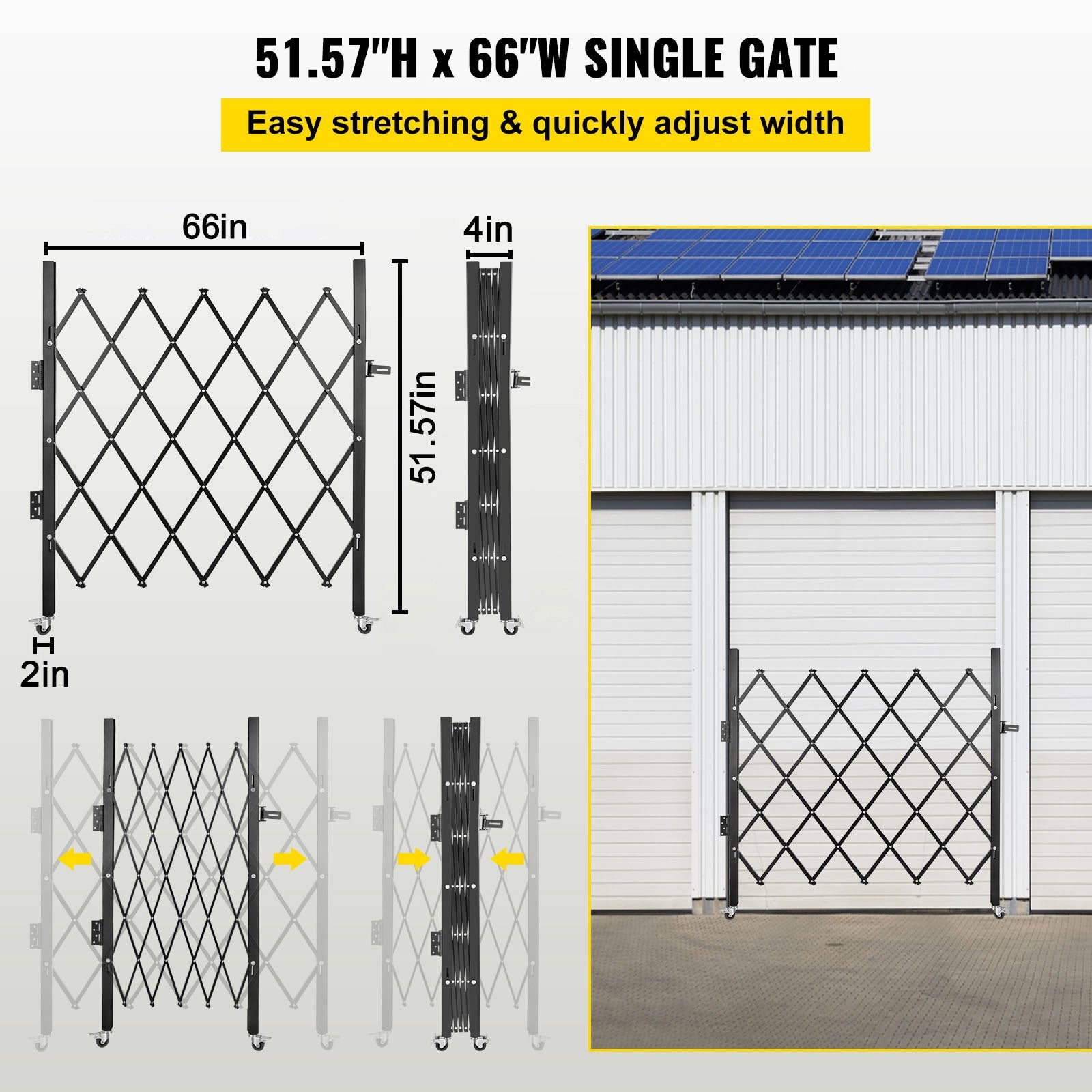 Single Folding Security Gate Folding Door Gate 48"H x 66"W Scissor Gate V952-SSFDMDM1.66X1.22MV0