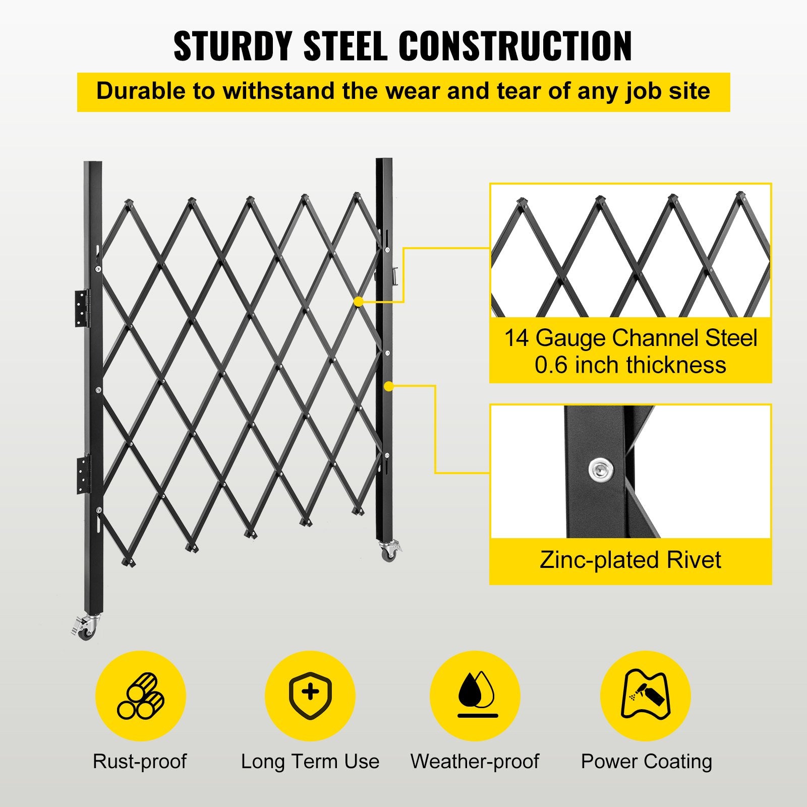 Single Folding Security Gate Folding Door Gate 48"H x 66"W Scissor Gate V952-SSFDMDM1.66X1.22MV0