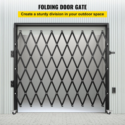Single Folding Security Gate, 85" H x 95" W Folding Door Gate, Steel Accordion Security Gate, Flexible V952-SSFDMDM2X2.28M001V0