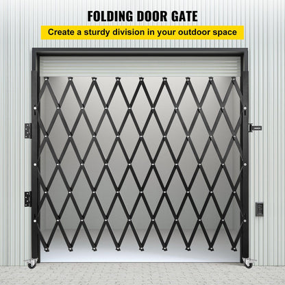 Single Folding Security Gate, 216 x 221 cm Folding Door Gate, Steel Accordion Security Gate, Flexible V952-SSFDMDM2X2M000001V0
