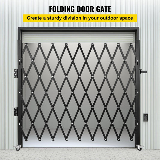 Single Folding Security Gate, 216 x 221 cm Folding Door Gate, Steel Accordion Security Gate, Flexible V952-SSFDMDM2X2M000001V0