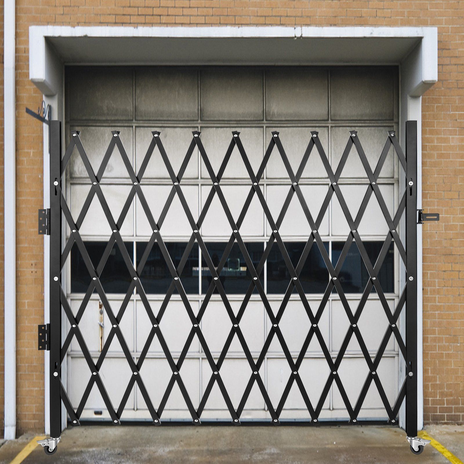 Single Folding Security Gate, 216 x 221 cm Folding Door Gate, Steel Accordion Security Gate, Flexible V952-SSFDMDM2X2M000001V0