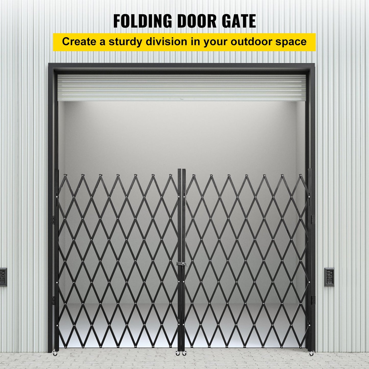 Double Folding Security Gate Folding Door Gate 5.1' H x 10.2' W Scissor Gate V952-SSFDMSM1.5X3M0001V0