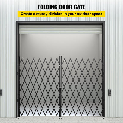 Double Folding Security Gate Folding Door Gate 5.1' H x 10.2' W Scissor Gate V952-SSFDMSM1.5X3M0001V0
