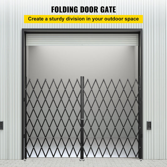 Double Folding Security Gate Folding Door Gate 5.1' H x 10.2' W Scissor Gate V952-SSFDMSM1.5X3M0001V0