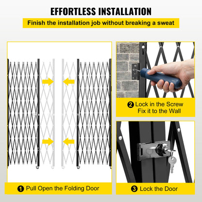 Double Folding Security Gate Folding Door Gate 5.1' H x 10.2' W Scissor Gate V952-SSFDMSM1.5X3M0001V0