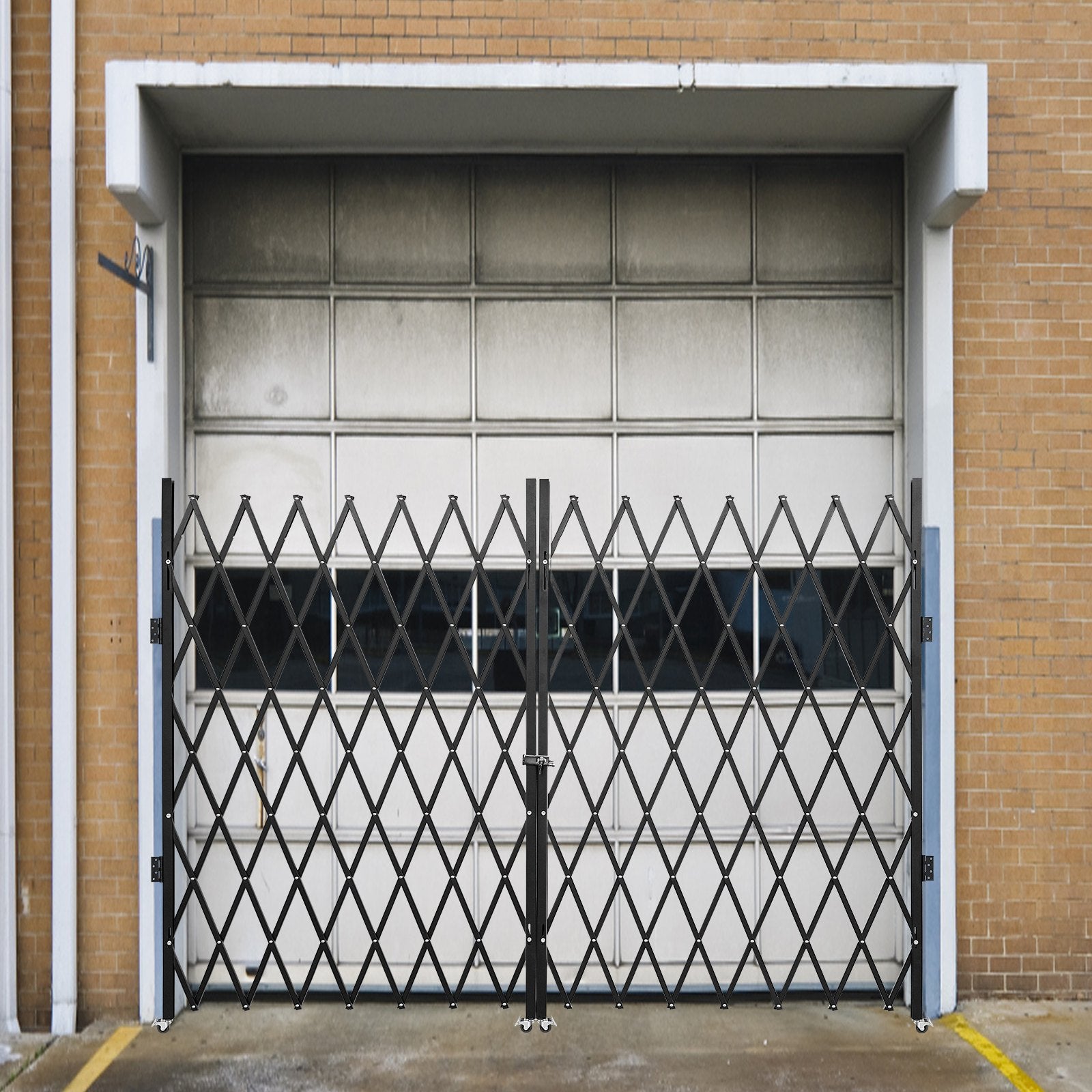 Double Folding Security Gate Folding Door Gate 5.1' H x 10.2' W Scissor Gate V952-SSFDMSM1.5X3M0001V0