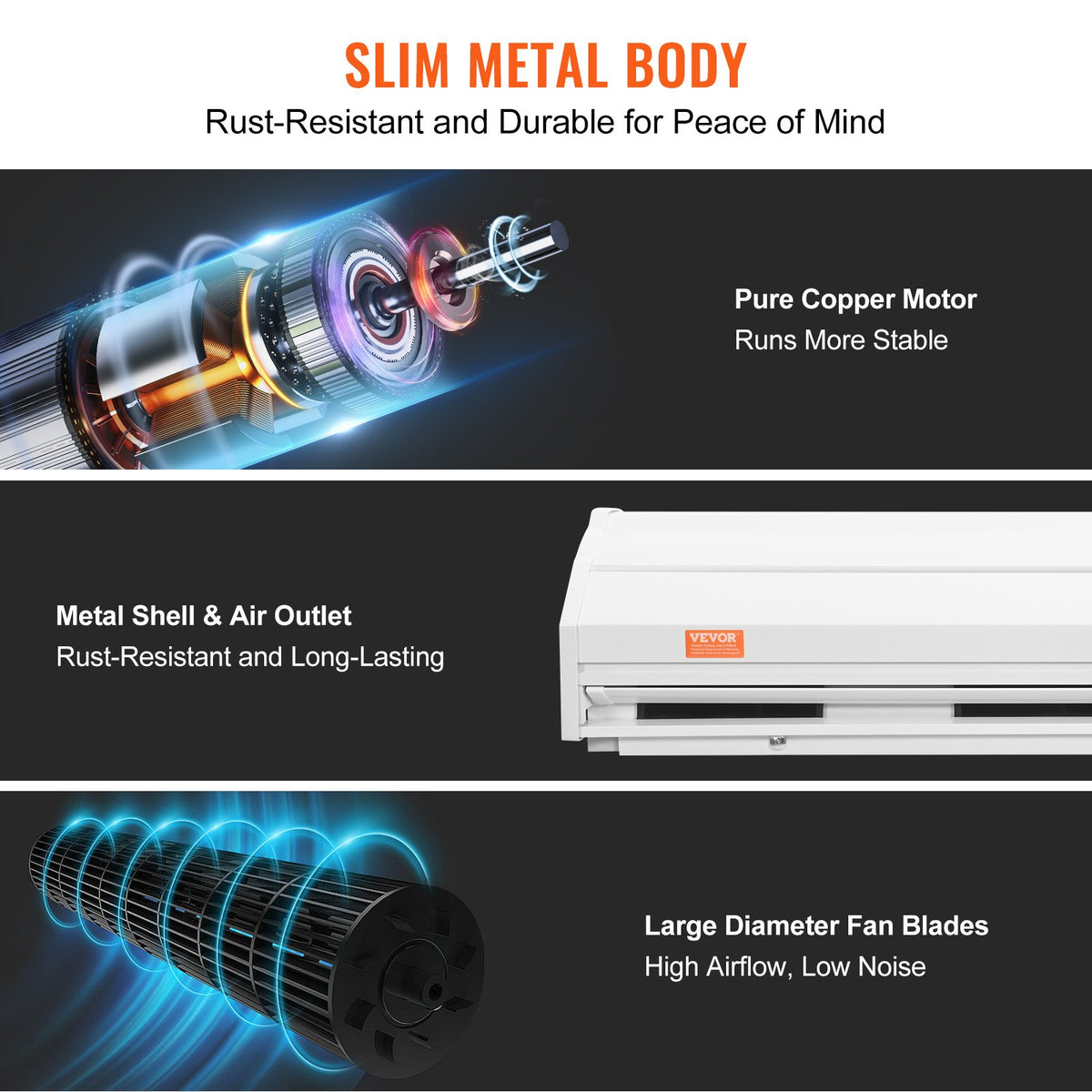 1.5m Commercial Indoor Air Curtain Super Power 2 Speeds 2547m3/h, UL Certified Wall Mounted Air Curtains for V952-SSFMJ60YCLXSS79SQV3