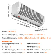 0.9m Commercial Indoor Air Curtain Super Power 2 Speeds 2038m3/h, UL Certified Wall Mounted Air Curtains for V952-SSFMJGLS36YCE0AT4V3