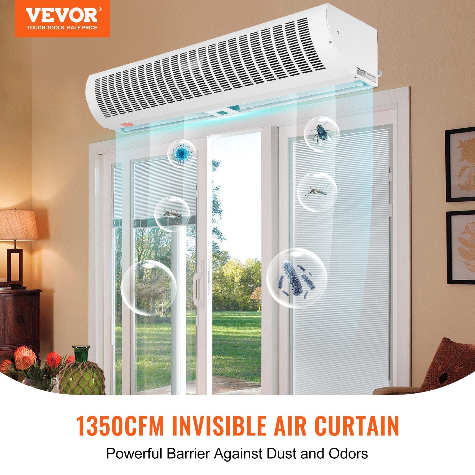 1.1m Commercial Indoor Air Curtain Super Power 2 Speeds 2292m_/h, UL Certified Wall Mounted Air Curtains for V952-SSFMJGLS42YC27WPTV3