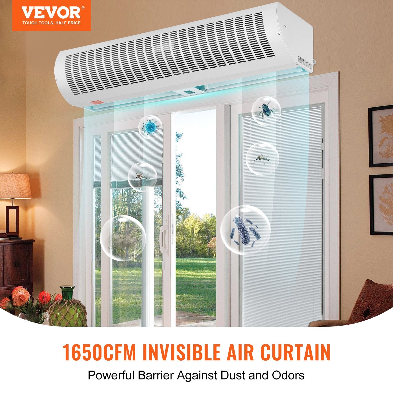 1.2m Commercial Indoor Air Curtain Super Power 2 Speeds 2802m_/h, UL Certified Wall Mounted Air Curtains for V952-SSFMJGLS48YC00SCAV3
