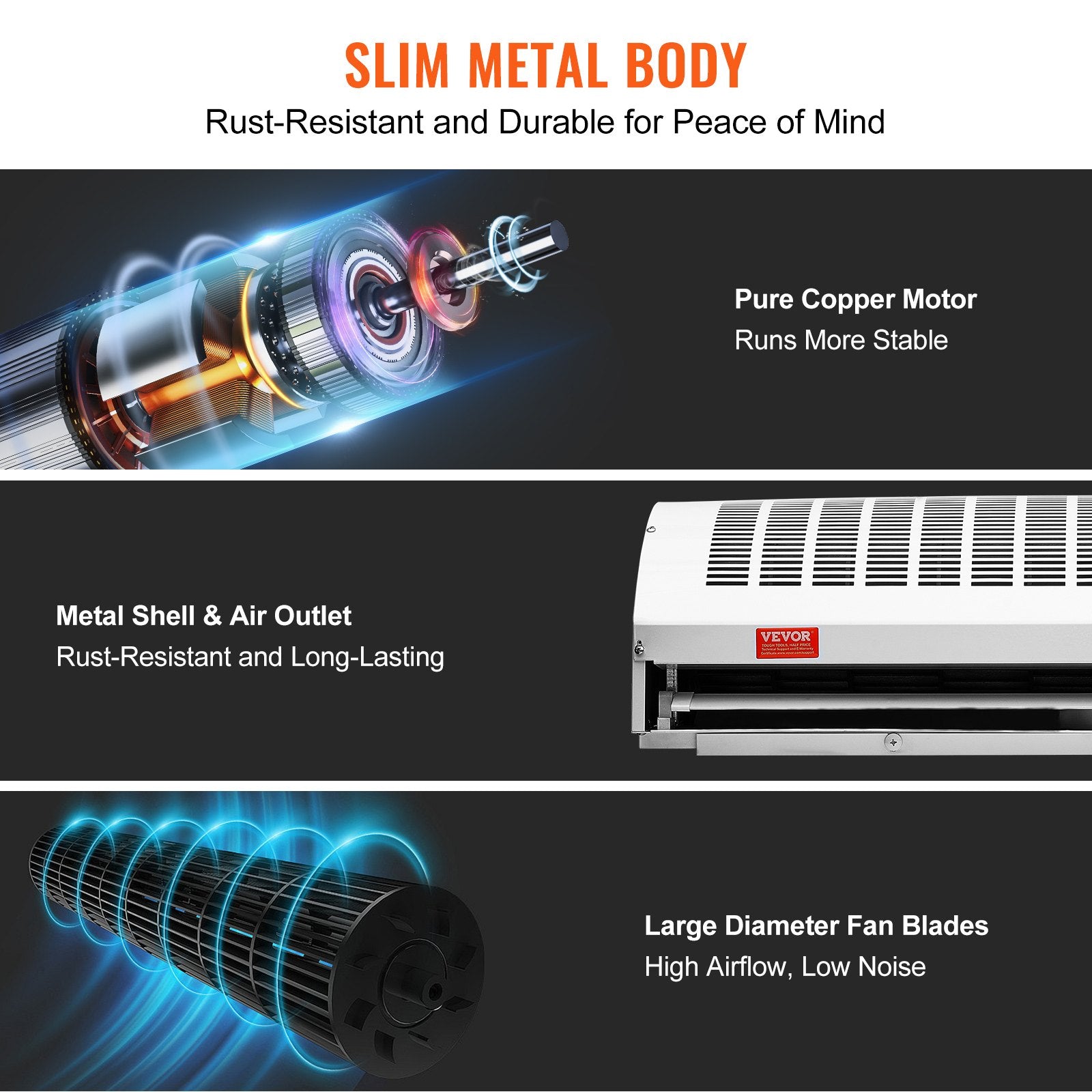 1.2m Commercial Indoor Air Curtain Super Power 2 Speeds 2802m_/h, UL Certified Wall Mounted Air Curtains for V952-SSFMJGLS48YC00SCAV3