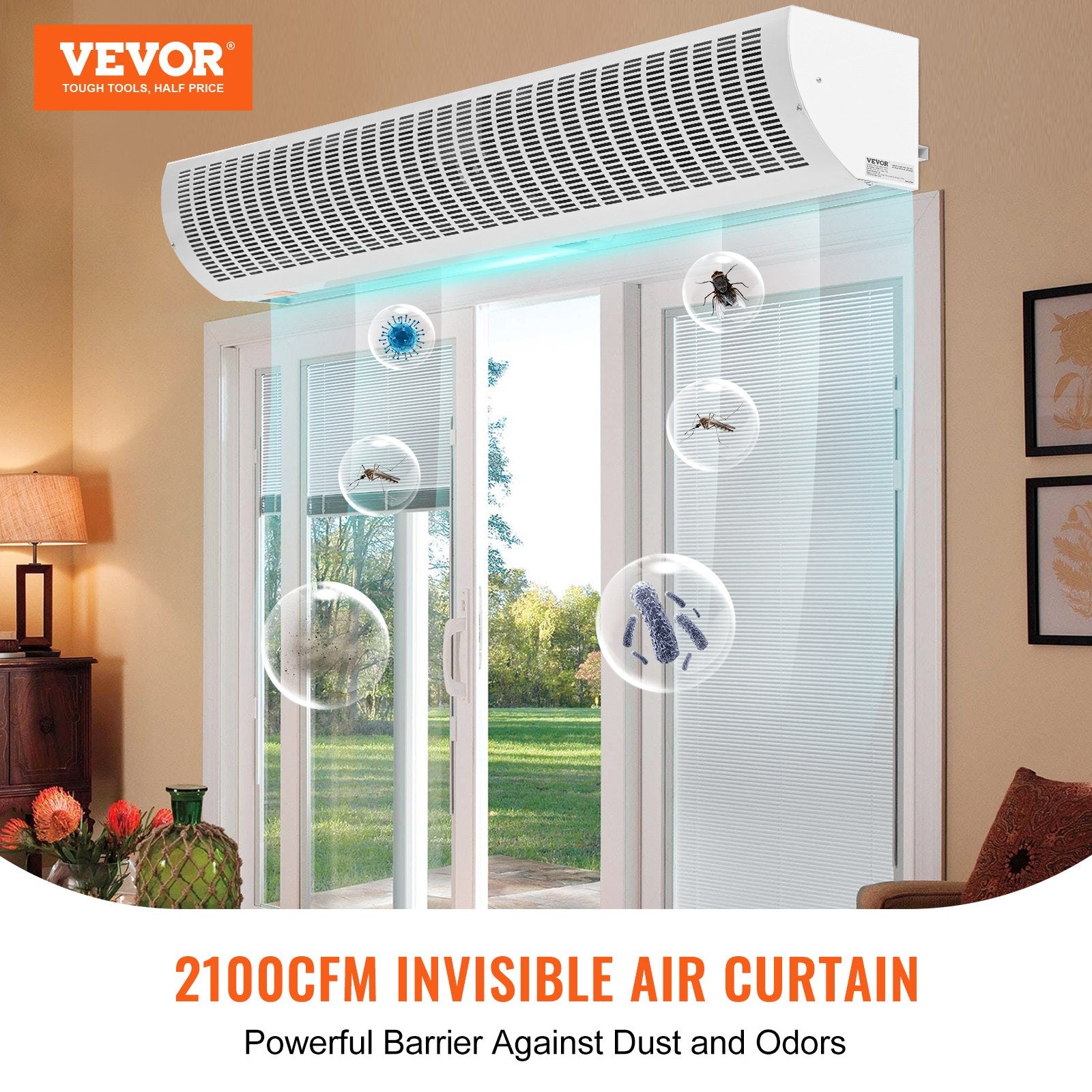 1.5m Commercial Indoor Air Curtain Super Power 2 Speeds 3566m3/h, UL Certified Wall Mounted Air Curtains for V952-SSFMJGLS60YCNI4WQV3