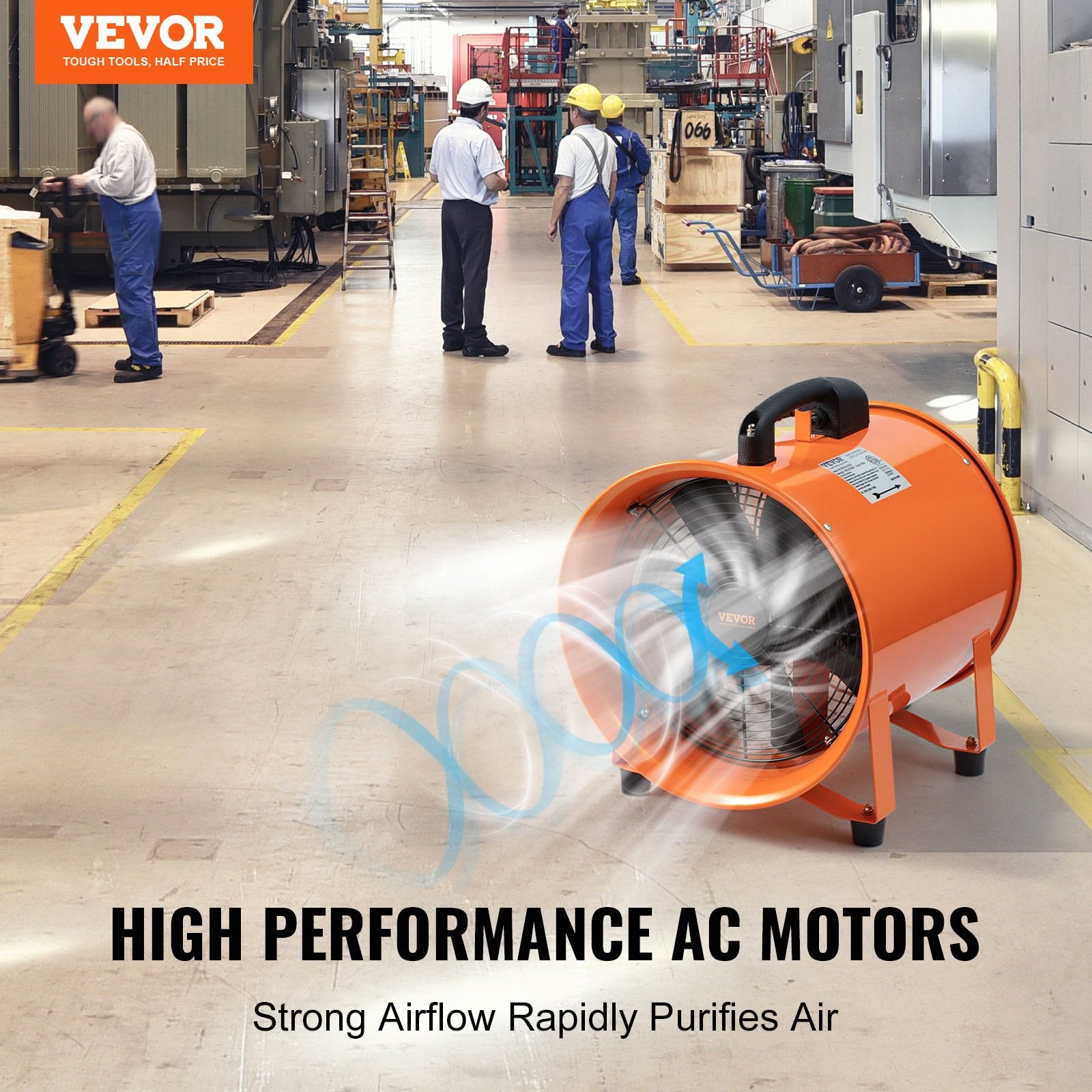 Portable Ventilator, 254mm/10inch Heavy Duty Cylinder Fan with 10m Duct Hose, 300W Strong Shop Exhaust Blower V952-SSG230W1010IN06RWV3