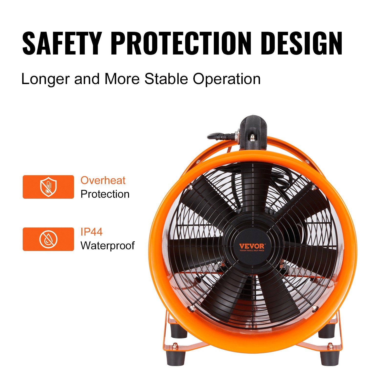 Portable Ventilator, 254mm/10inch Heavy Duty Cylinder Fan with 10m Duct Hose, 300W Strong Shop Exhaust Blower V952-SSG230W1010IN06RWV3
