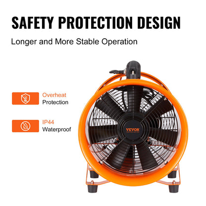 Portable Ventilator, 254mm/10inch Heavy Duty Cylinder Fan with 10m Duct Hose, 300W Strong Shop Exhaust Blower V952-SSG230W1010IN06RWV3