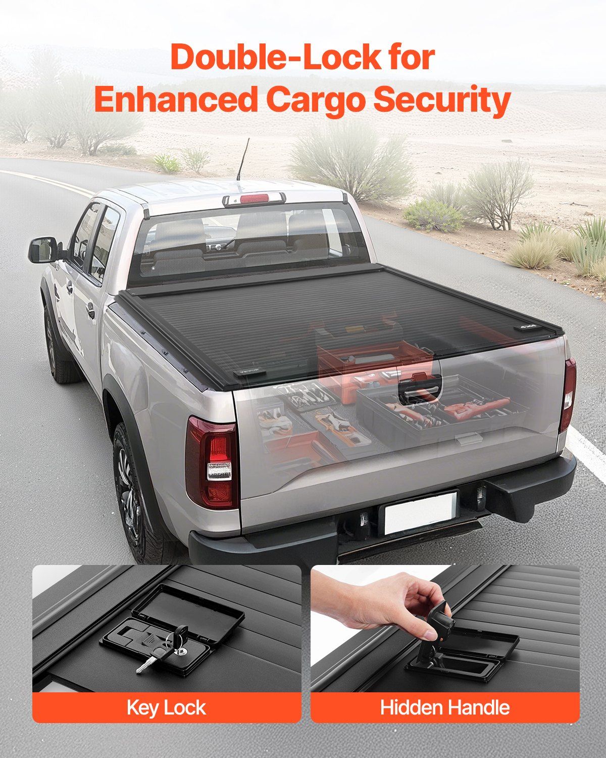 Retractable Tonneau Cover, 5.7 ft Hard Retractable Tonneau Cover with Built-in Drainage Pipe for 2009-2024 V952-SSHBXGSDKDODGFKYUV0