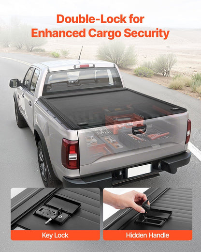 Retractable Tonneau Cover, 5.7 ft Hard Retractable Tonneau Cover with Built-in Drainage Pipe for 2009-2024 V952-SSHBXGSDKDODGFKYUV0