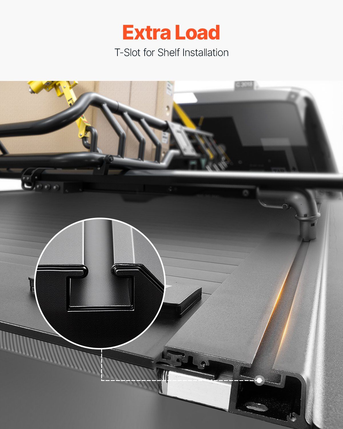 Retractable Tonneau Cover, 5.7 ft Hard Retractable Tonneau Cover with Built-in Drainage Pipe for 2009-2024 V952-SSHBXGSDKDODGFKYUV0