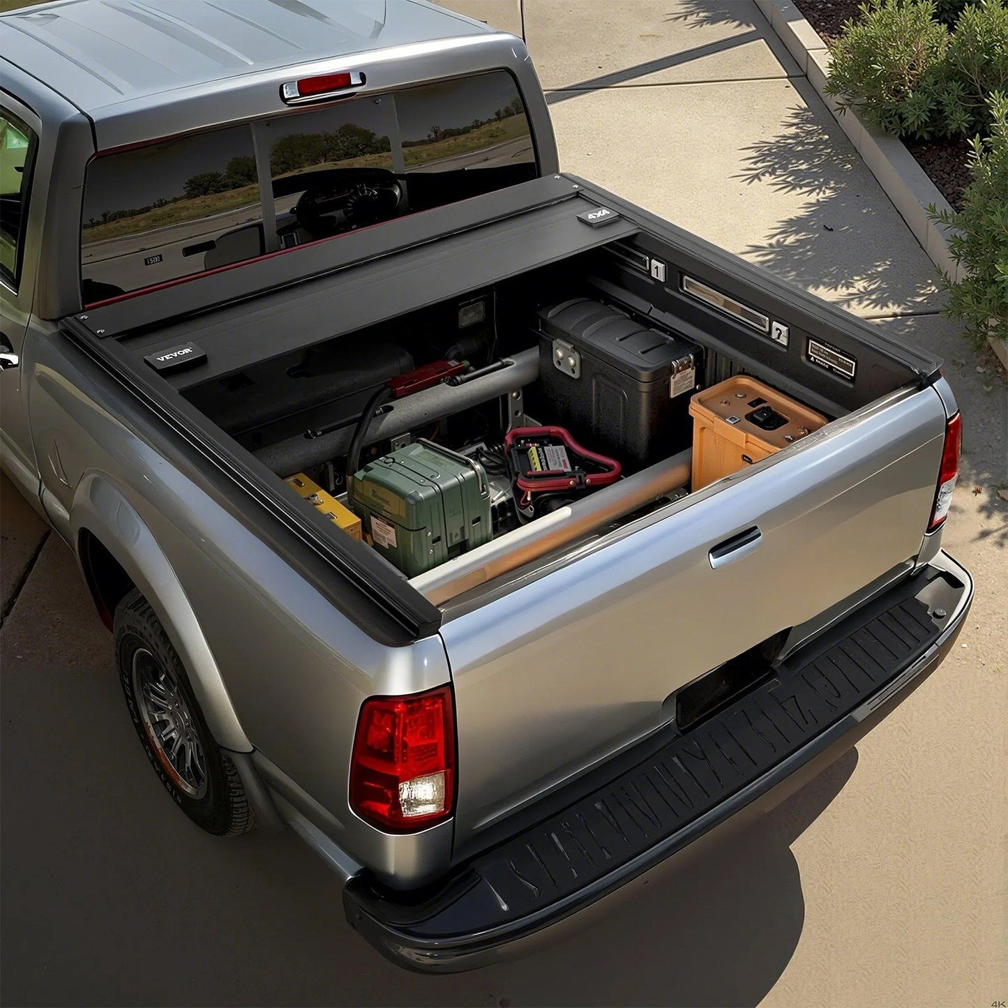 Retractable Tonneau Cover, 5.7 ft Hard Retractable Tonneau Cover with Built-in Drainage Pipe for 2009-2024 V952-SSHBXGSDKDODGFKYUV0