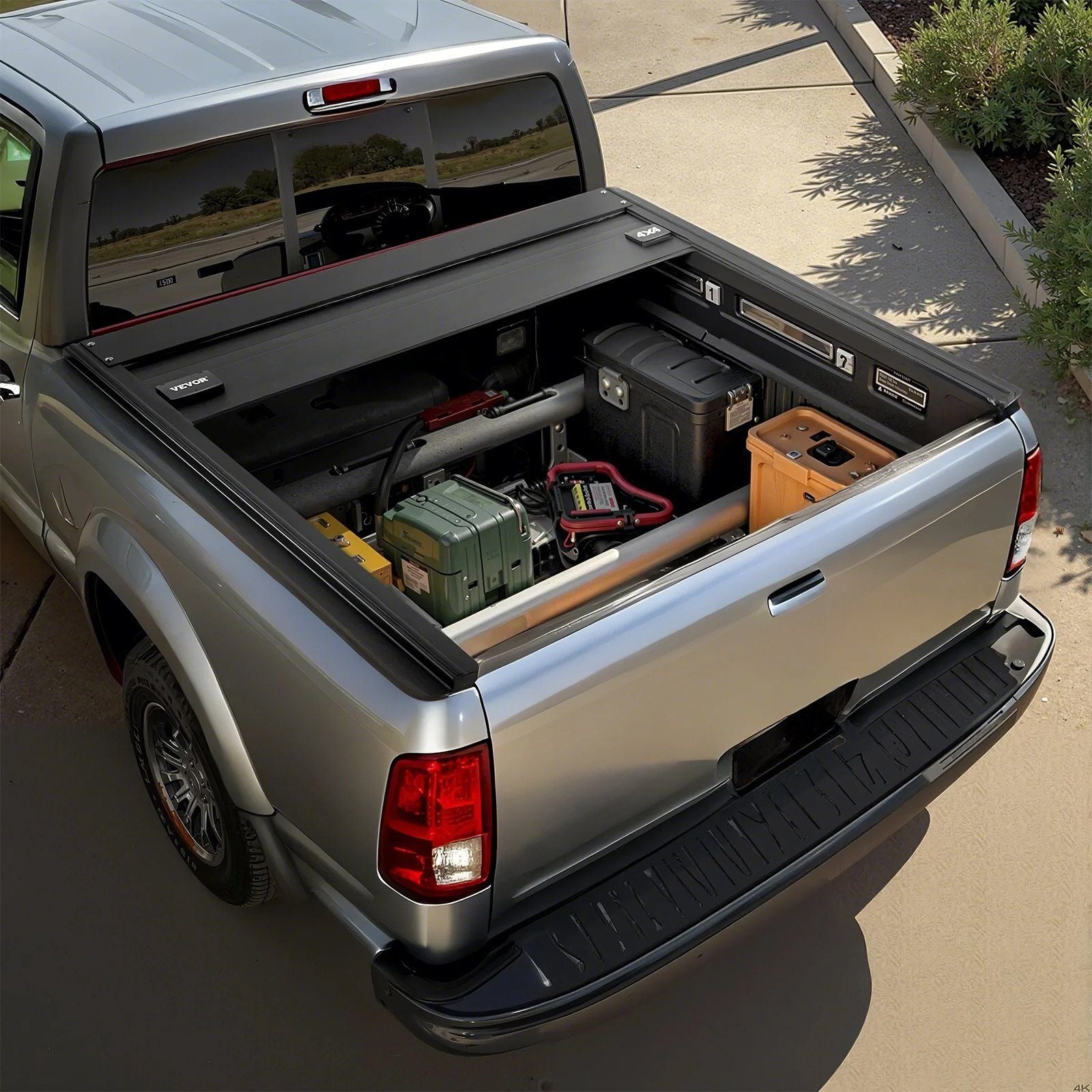 Retractable Tonneau Cover, 5.7 ft Hard Retractable Tonneau Cover with Built-in Drainage Pipe for 2009-2024 V952-SSHBXGSDKDODGFKYUV0