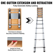 Attic Ladder Telescoping, 158.76kg Capacity, 100cm x 59.94cm,Multi-Purpose Aluminium Extension, Lightweight V952-SSKKSGLTLHJ3RSMJGV0
