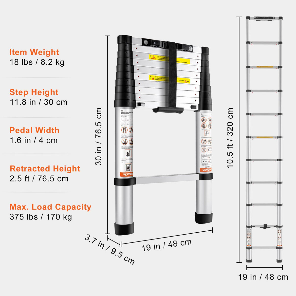 Telescoping Ladder Aluminum Extension Step 3.2 m Multi-purpose Portable V952-SSLTN105170KGVQGIV0