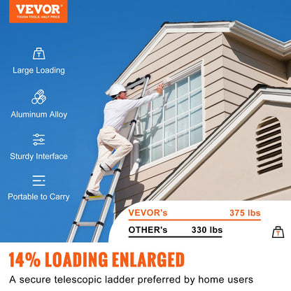 Telescoping Ladder Aluminum Extension Step 12.5 ft Multi-purpose Portable V952-SSLTN125170KGIL80V0