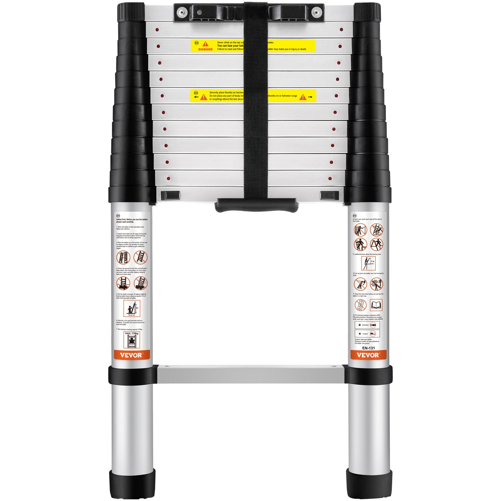 Telescoping Ladder Aluminum Extension Step 12.5 ft Multi-purpose Portable V952-SSLTN125170KGIL80V0
