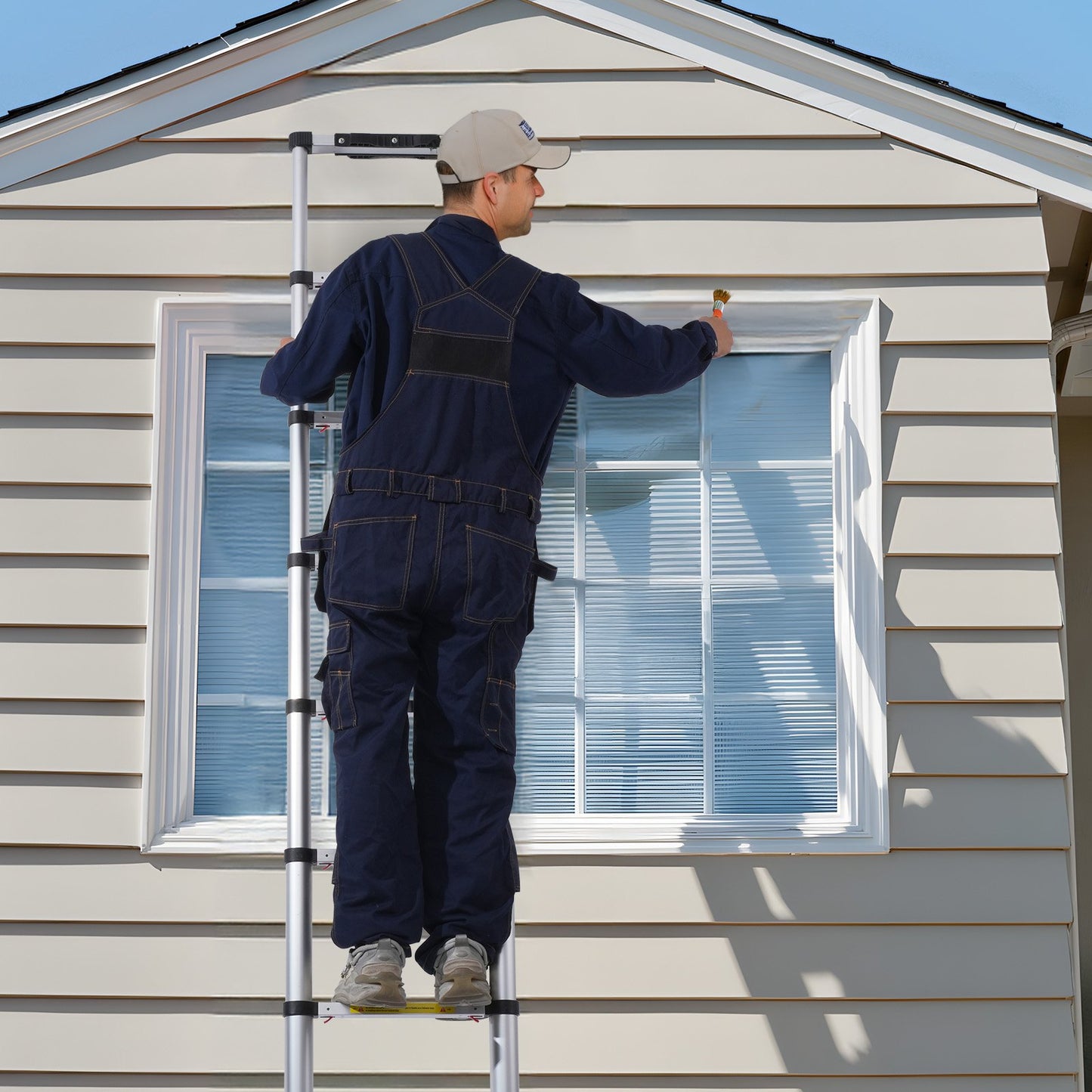 Telescoping Extension Ladder 8.5FT One-button Retraction 375 LBS Capacity V952-SSLTNLSLK85FO00LTV0