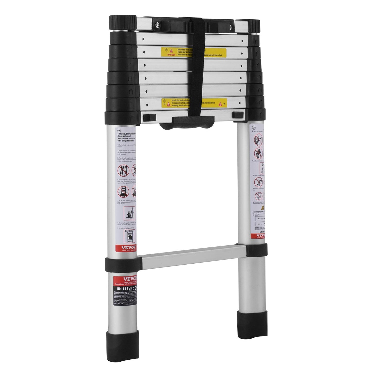 Telescoping Extension Ladder 8.5FT One-button Retraction 375 LBS Capacity V952-SSLTNLSLK85FO00LTV0