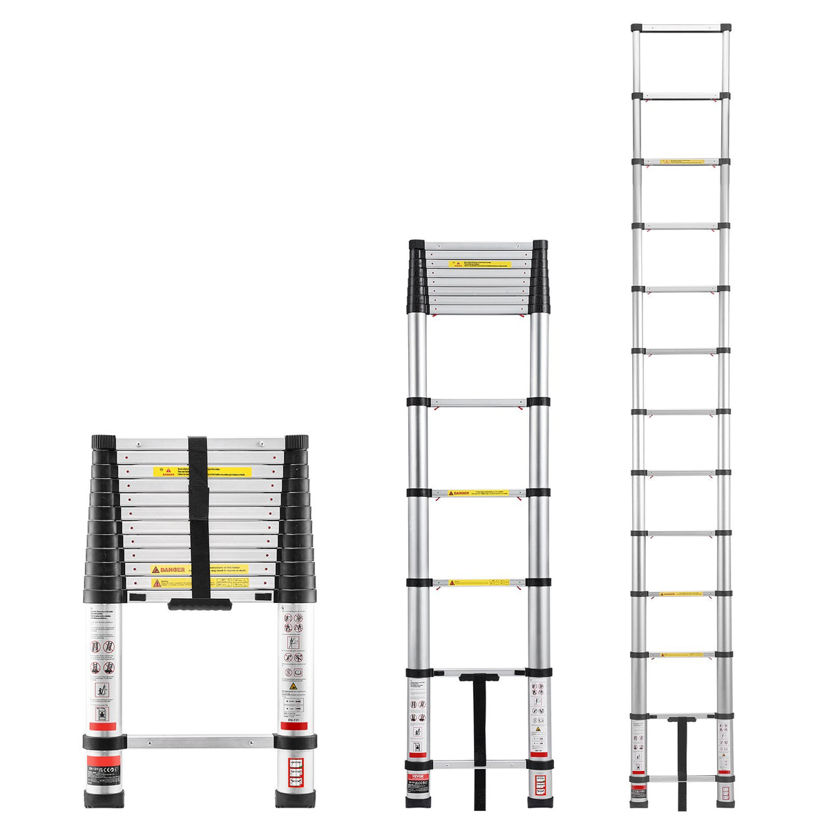 3.8m Telescoping Ladder, Aluminum Lightweight Multi-Purpose Collapsible Extension, One-Touch Retraction V952-SSLTNLSLKJBF2VP1Z001V0