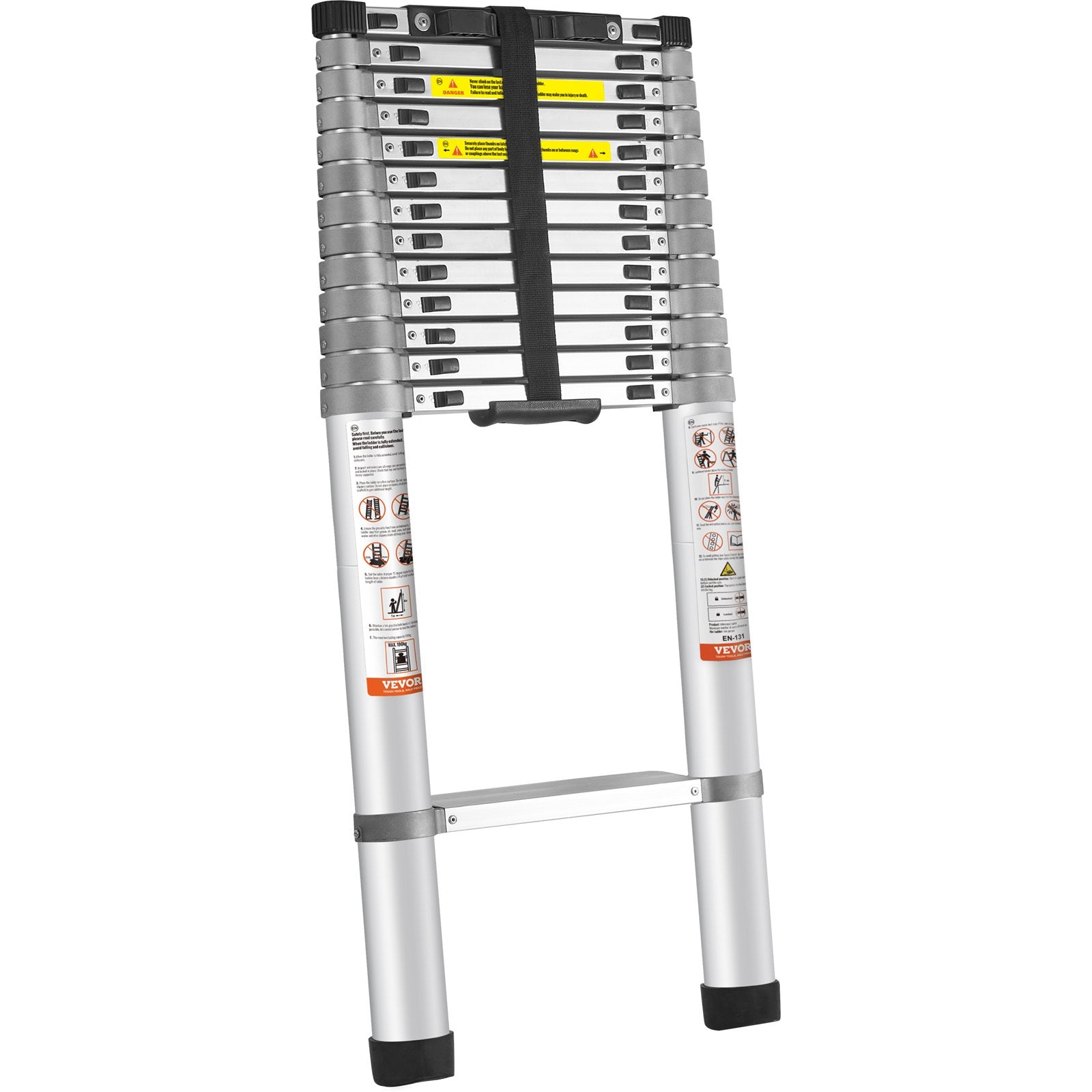 Telescoping Ladder, 563.9CM Aluminum One-button Retraction Collapsible Extension Ladder, 400 LBS Capacity V952-SSLTQ185190KGN6RJV0