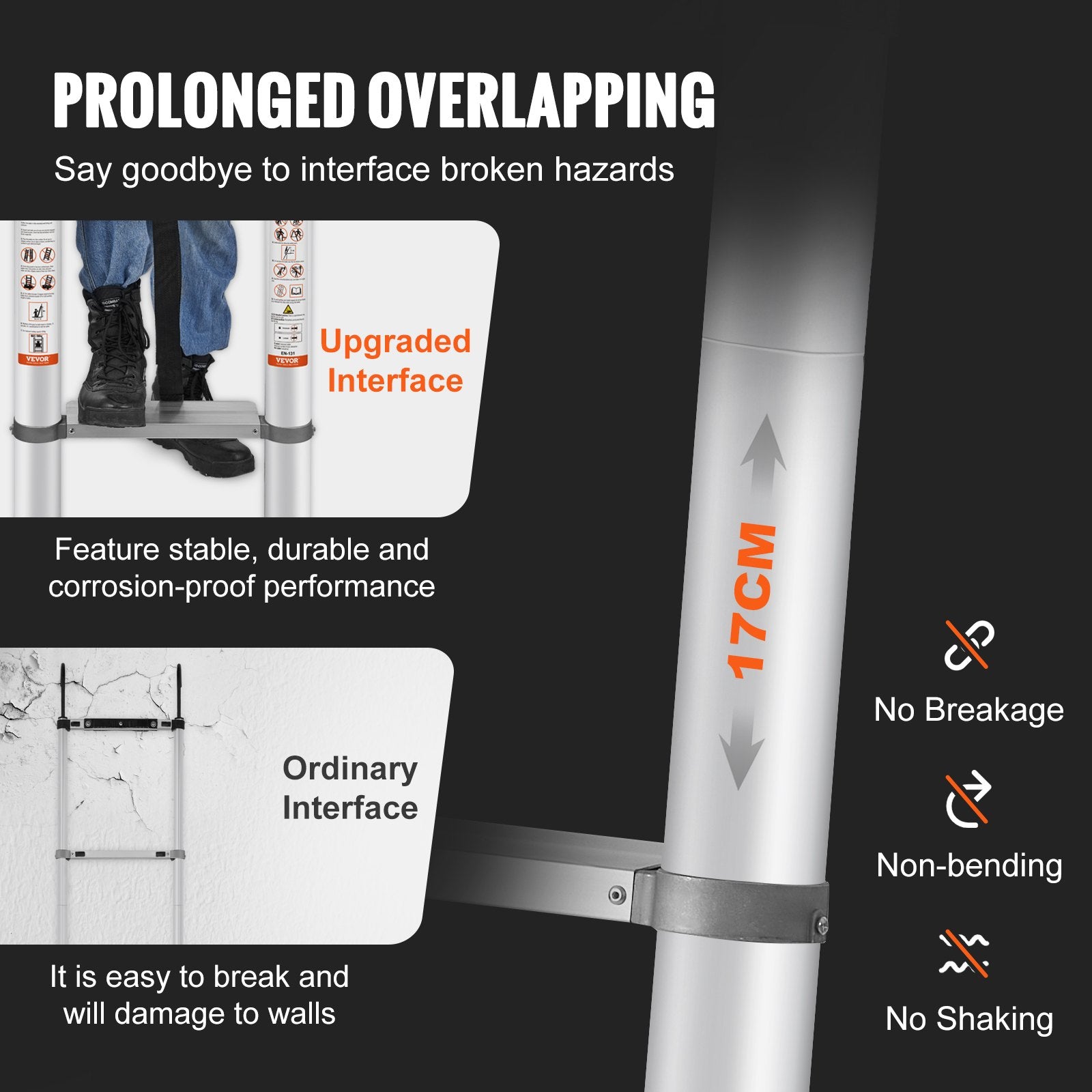 Telescoping Ladder, 563.9CM Aluminum One-button Retraction Collapsible Extension Ladder, 400 LBS Capacity V952-SSLTQ185190KGN6RJV0