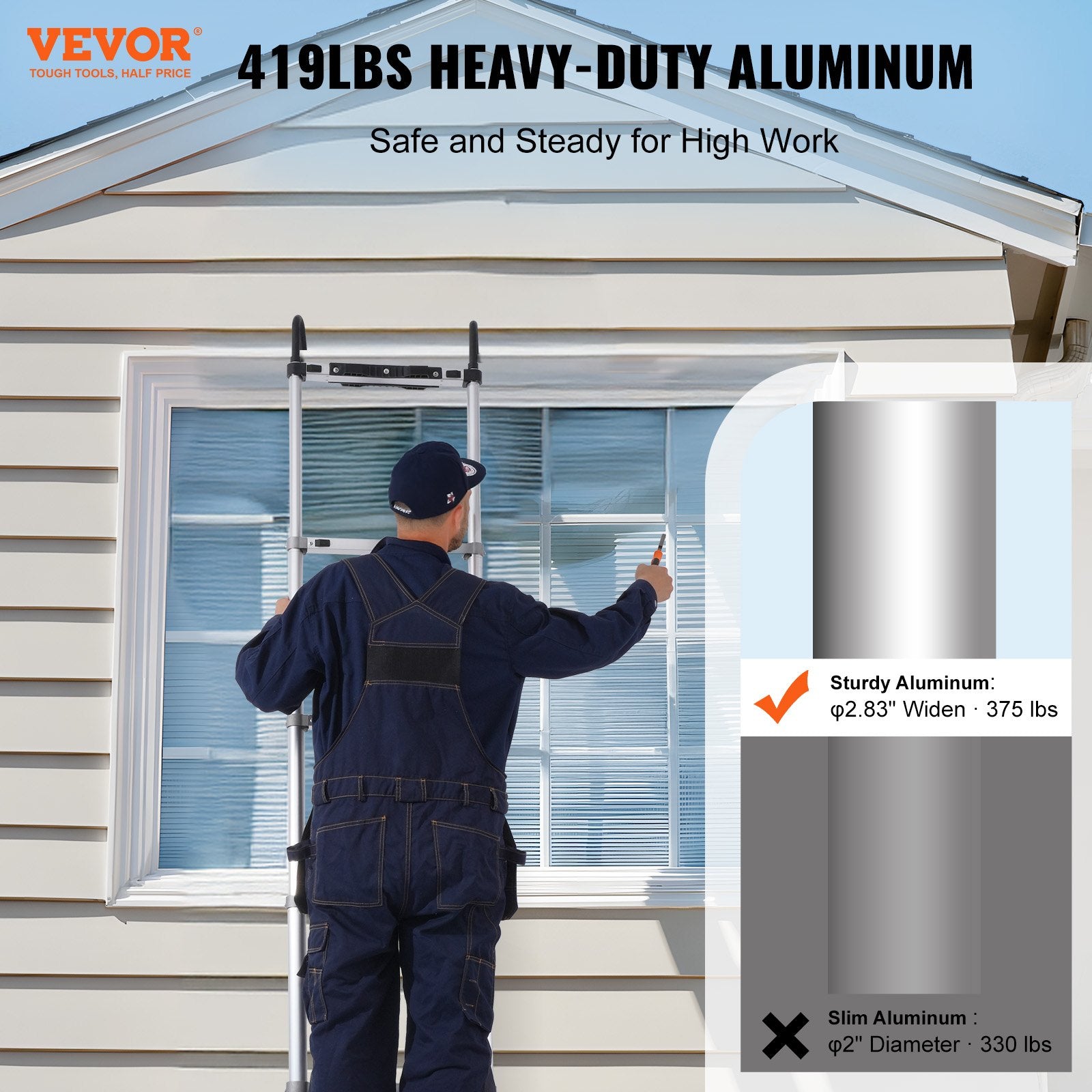 Telescoping Extension Ladder 16.5FT Multi-button Retraction 419 LBS V952-SSLTQLHJK16509O6XV0