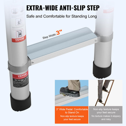 Telescoping Extension Ladder 16.5FT Multi-button Retraction 419 LBS V952-SSLTQLHJK16509O6XV0