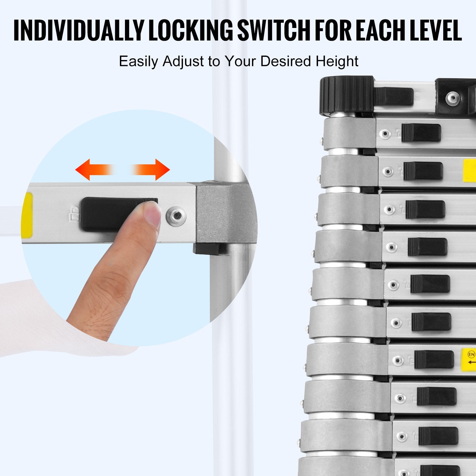 Telescoping Extension Ladder 16.5FT Multi-button Retraction 419 LBS V952-SSLTQLHJK16509O6XV0