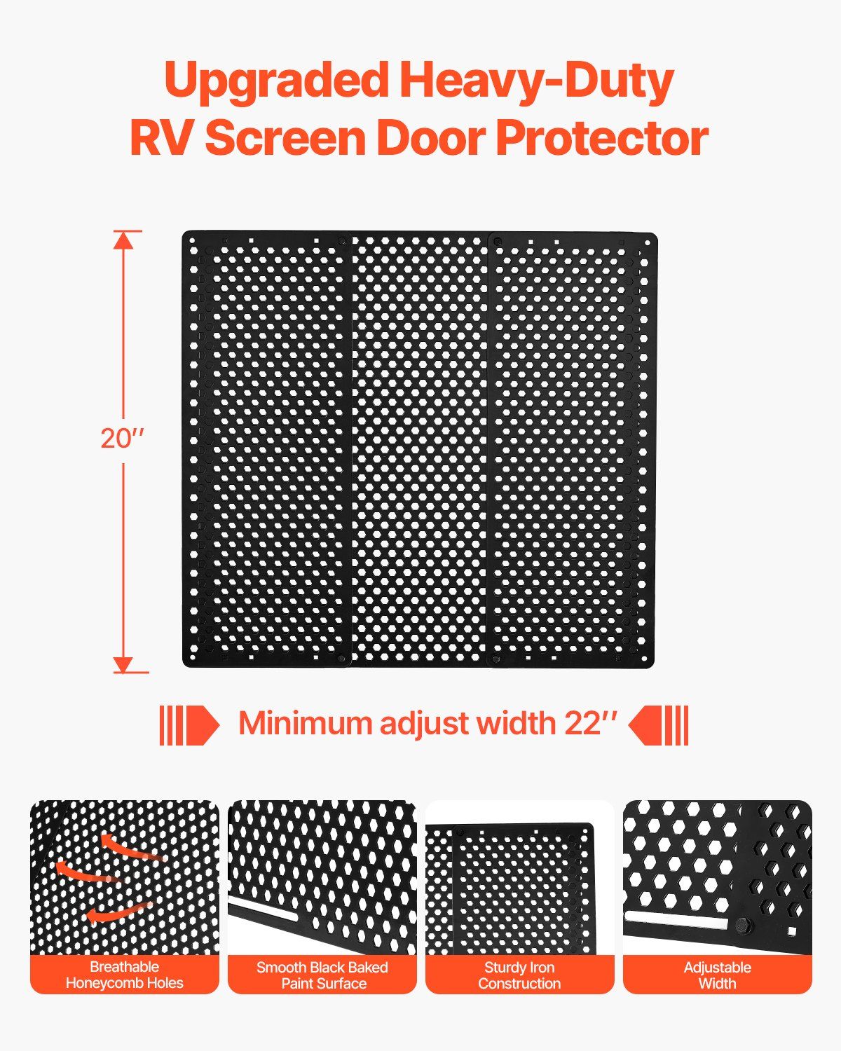 RV Screen Door Protector, Adjusts from 558.8 - 800 mm, Adjustable Door Grille, Easy to Install, Reinforced V952-SSSFCPMMLCH2LMQ13V0