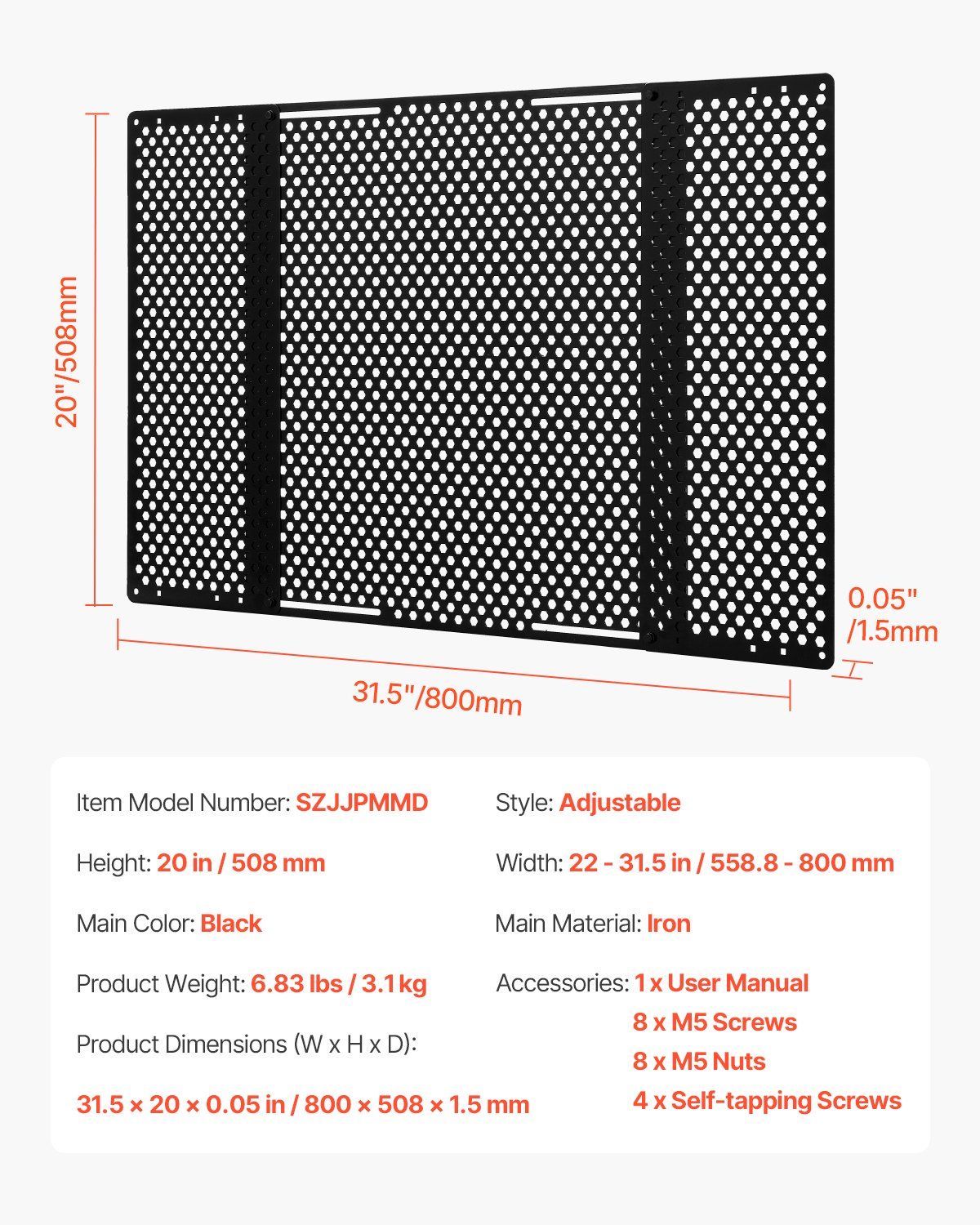 RV Screen Door Protector, Adjusts from 558.8 - 800 mm, Adjustable Door Grille, Easy to Install, Reinforced V952-SSSFCPMMLCH2LMQ13V0