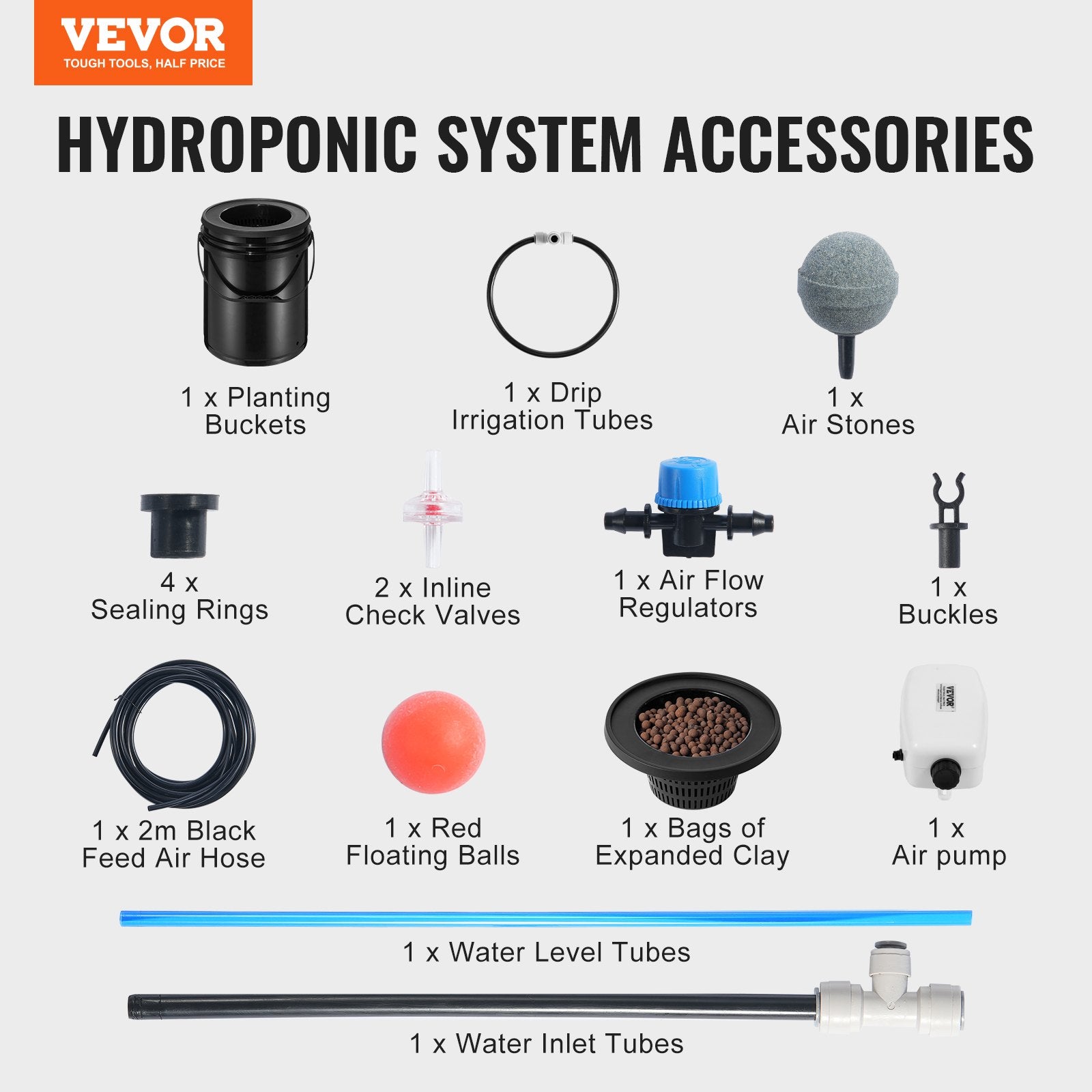 DWC Hydroponics Grow System Deep Water Culture with Top Drip 1 Bucket 20L V952-SSSPXT1T8INKXKB8IV3