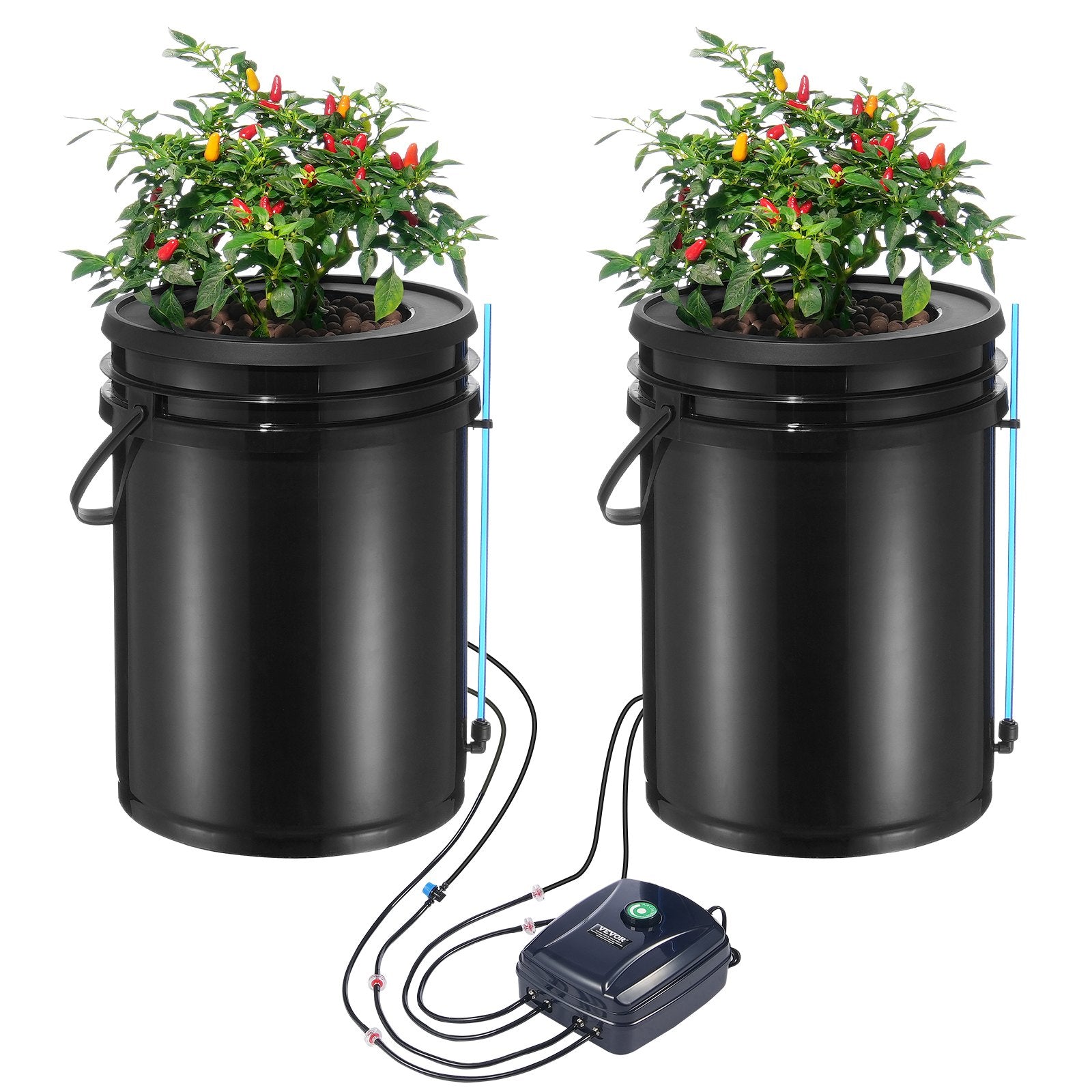 DWC Hydroponics Grow System Deep Water Culture with Top Drip 2 Buckets V952-SSSPXT2T8INK25VV5V3