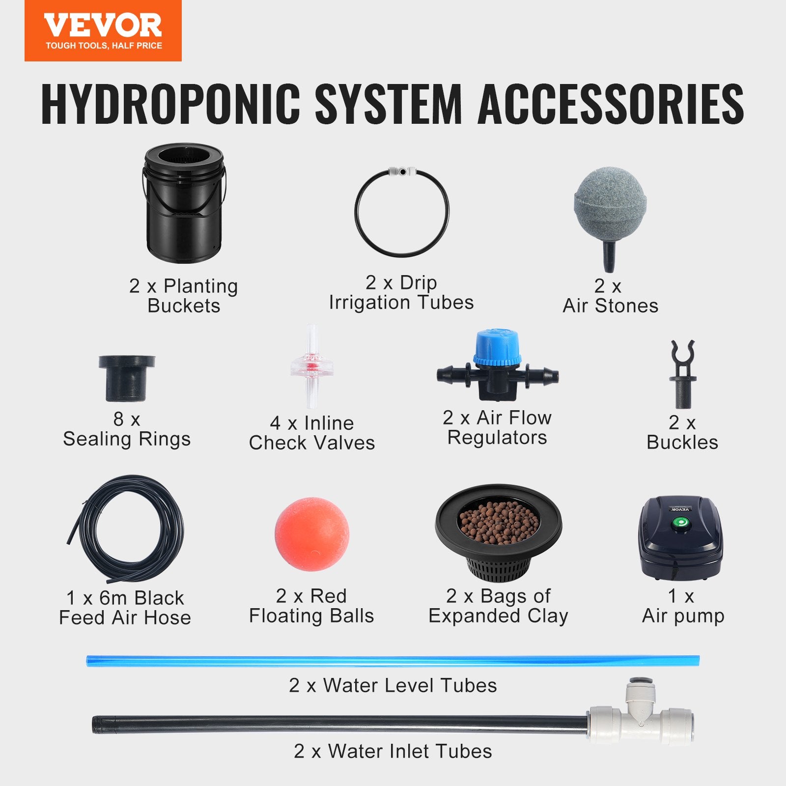 DWC Hydroponics Grow System Deep Water Culture with Top Drip 2 Buckets V952-SSSPXT2T8INK25VV5V3