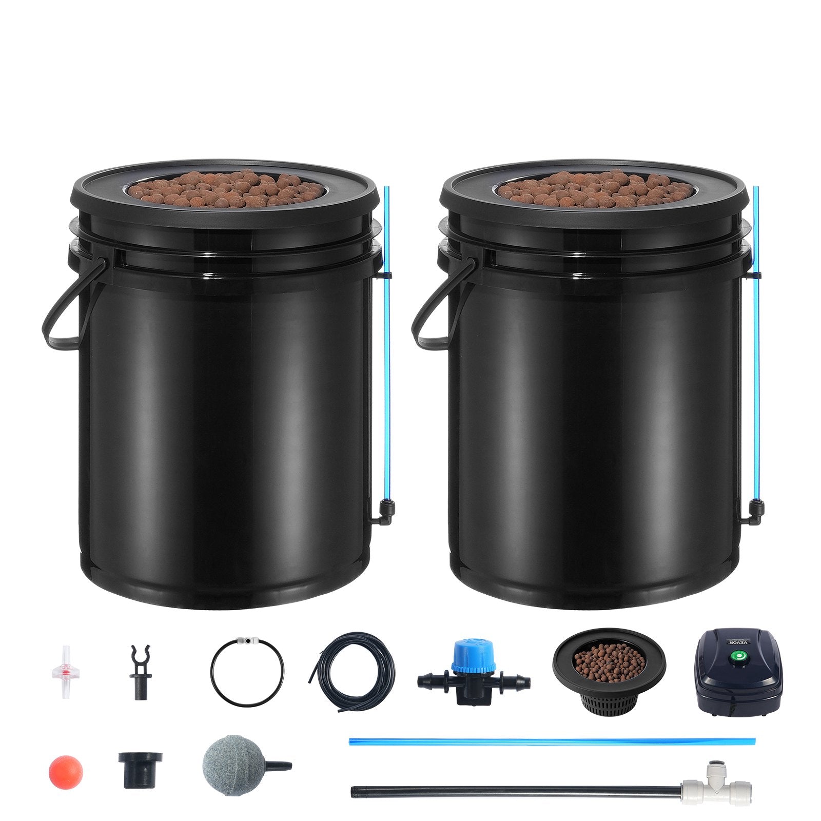 DWC Hydroponics Grow System Deep Water Culture with Top Drip 2 Buckets V952-SSSPXT2T8INK25VV5V3